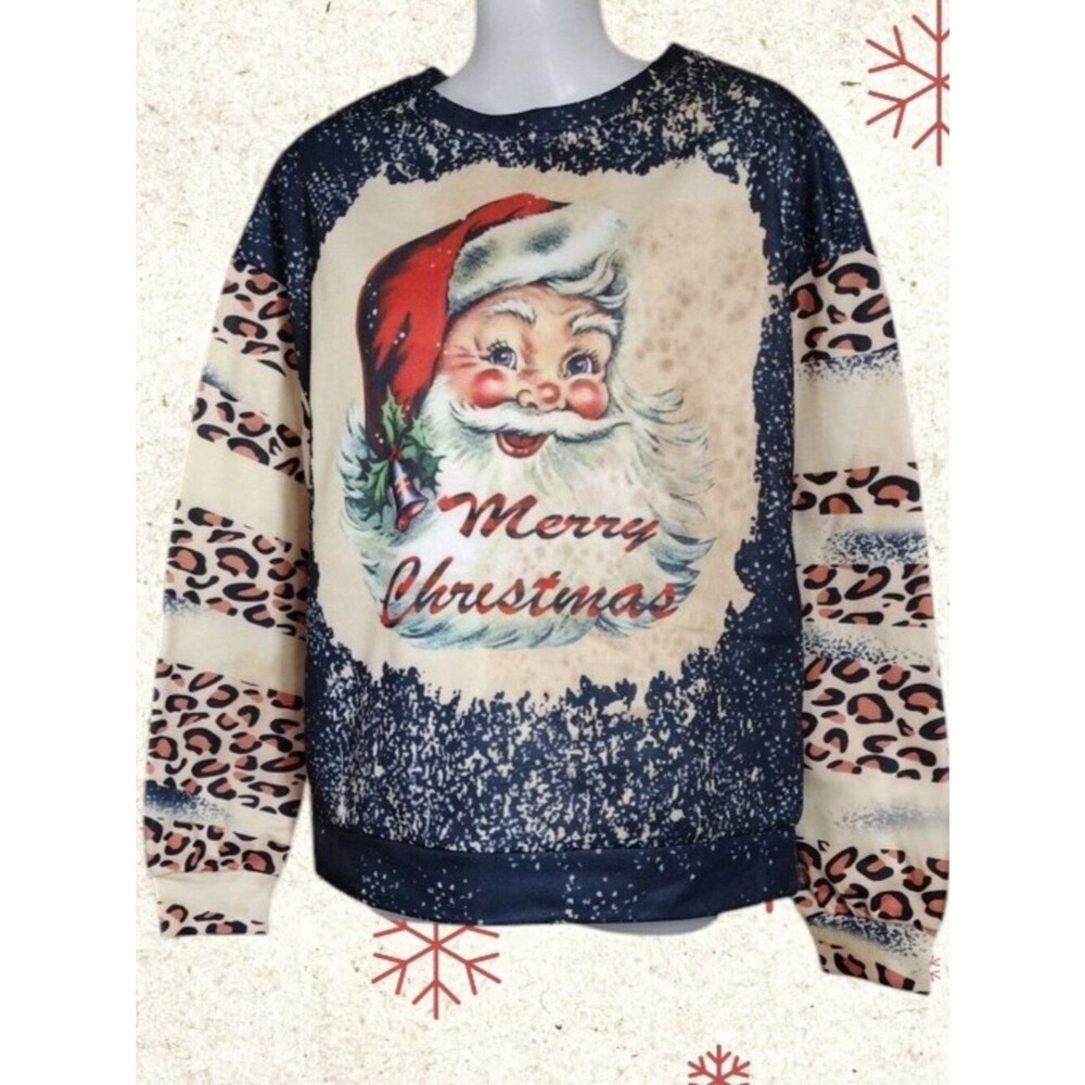 SHEIN Santa Crewneck Retro Christmas Print Sweater Size Small US4 Oversized